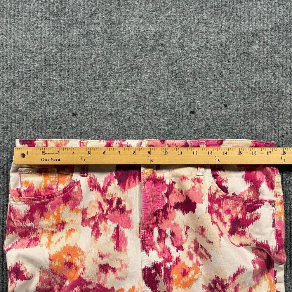 Chico's So Slimming Girlfriend Jeans Women Size 14R Pink Floral Slim Leg Ankle - Picture 5 of 9
